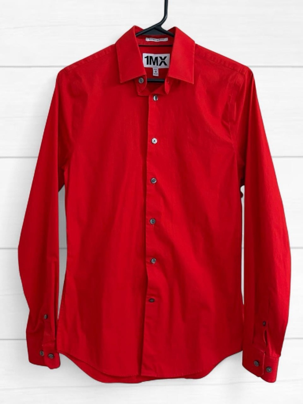 Express Men's Red Button-Up Dress Shirt